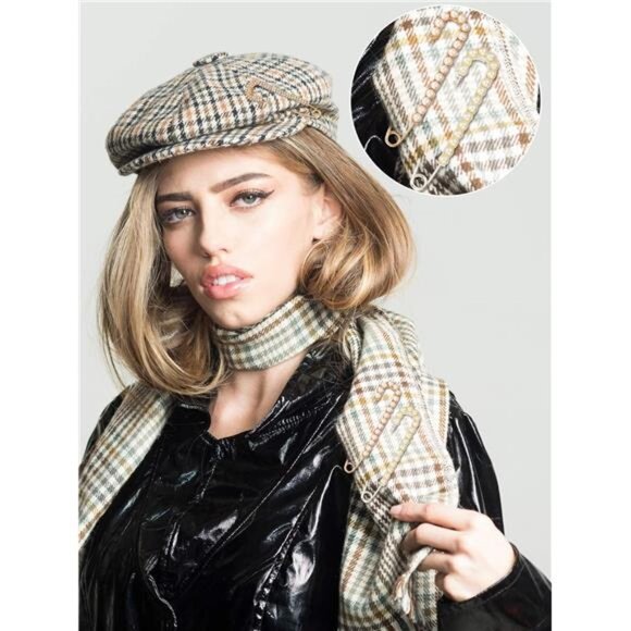 4 Women Brooch Pins Sweater Shawl Clips Faux Crystal Pearl Brooches Safety Pins - Picture 6 of 8